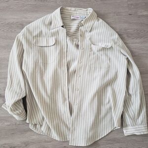 Tan beige oversized button down shirt
